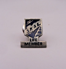 Vintage SKAL International Life Member Lapel Pin Silver-Tone Enamel Ski Badge picture