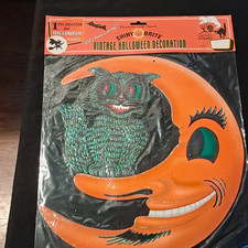 Shiny Brite Vintage Halloween Christopher Radko Black Cat Moon Wall Decor 17