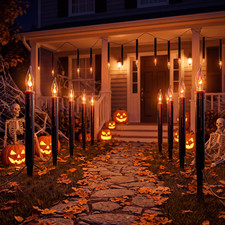 Halloween Pathway Lights, 19.5FT C18 Flicker Flame Candles, 10 Stakes picture