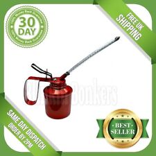 OIL CAN 1/4 PINT GARAGE PUMP THUMB LEVER ACTION STEEL METAL WITH FLEXIBLE SPOUT picture