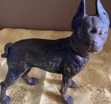 Antique Boston Terrier Bulldog Dog Cast Iron Door Stop w/ Original Paint picture