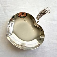 Vintage Towle Silverplate Heart Shaped Dish w Floral Contessina Handle picture