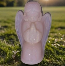 Praying Angel Crown Tuscan Pink Figurine by Mosser Glass picture