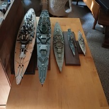 2 Very Large WW2 Battleships Made From Diecast And Wood Hand Crafted By A... picture