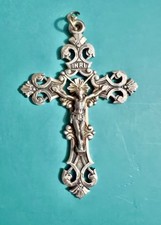 Vintage Hillcraft Sterling Silver Ornate Crucifix Cross Pendant INRI 8.1g picture