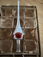 Vintage Small Indent Germany Glass Silver Christmas Tree Topper ( No Box ) picture