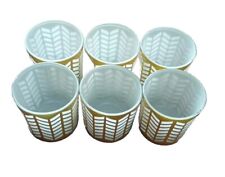 Vintage Yellow & White Frosted Candle Holder Set Of 6 picture
