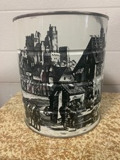 Vintage 1969 Hills Bros 3# Coffee Tin Original Lid B & W Medieval Village Scene picture
