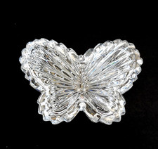 Vintage Lead Crystal Butterfly Trinket Box Lidded Glass Jewelry Dish GIFT BOXED picture