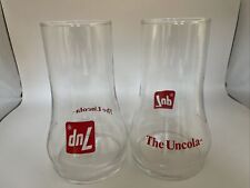 7UP The Uncola Upside Down Drinking Glass Vintage 1970s 1980s Set Of 2 picture