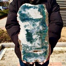 9.31LB Natural agate water grass quartz Slice polishing healing meditation picture