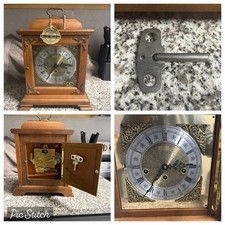 BEAUTIFUL Vintage Hamilton Chiming Mantle Clock Made In W Germany 2 Jewels W Key picture