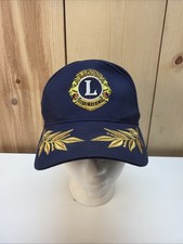 Vintage Lions Club International Adjustable Baseball Cap W/ Gold Leaves On Brim picture