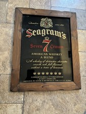 Seagrams 7 Seven Crown American Whiskey Glass Framed Mirror Sign 19 X 15 picture
