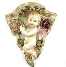 Vintage Lenwile Ardalt Cherub Porcelain Wall Sconce Shelf picture