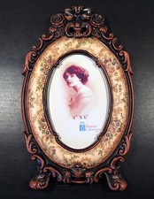 Vintage Victorian Style Ornate Oval Picture Frame Floral Carving Roses picture