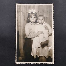 1930s Little Girl with Baby Infant Portrait Vintage Vtg Photo Voigtlander Paper picture