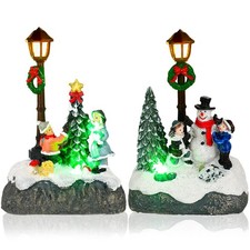 Christmas Village Set - 2 Pcs LED Light Figurines, Rustic Holiday Decor picture
