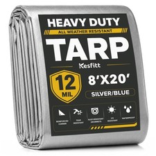 Kesfitt 12 Mil Heavy Duty Waterproof Tarp, 8x20 FT, Silver & Blue 8 x 20 FT picture