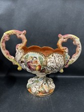 Rare VTG Italian Capodimonte Large Porcelain Figural Centerpiece Bowl w/Handles picture