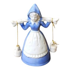 Vintage Porcelain Dutch Woman Carrying Buckets Figurine Taiwan 4.5