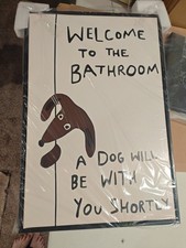 INJOLLY Black Framed Funny Dog Bathroom Wall Art 12x16 in 16