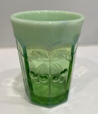 Rare Mosser Cherry Cable Green Opalescent Tumbler Drinking Glass Vintage picture