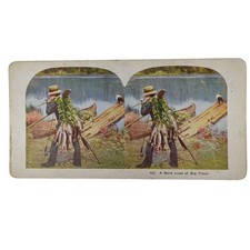 A Back Load of Big Trout Stereoview Card No 422  Fishing Angler Fisherman picture