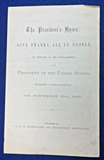 1863 First National Thanksgiving Hymn Music Abraham Lincoln Civil War Antique picture