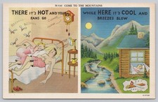 Postcard Come to the Mountains There it's Hot Here is Cool Comic Humor picture