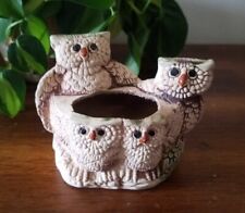 Vintage 70s Owl Family Planter Matte Ceramic picture