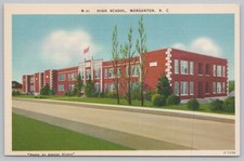 Linen~High School Building Morgantown North Carolina~Vintage Postcard picture