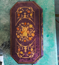 Stilnovo Handmade Inlaid Wood Music Box Purple Floral Lara's Theme Italy picture