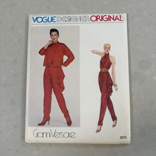 70's Vogue 2375 Gianni Versace Designer Sewing Pattern Misses Jacket Top Pant 6 picture