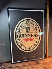 Vintage Linen 1980’s Guiness Stout Beer Fabric Ireland Flag Framed Glass 21