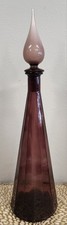 Vintage Amethyst  Empoli Genie Bottle With Cased Amethyst Lilac Stopper MCM  picture