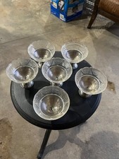 6 Vintage 1930’s  Sherbet dishes (etched) - Removable metal base picture