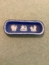 Vtg WEDGWOOD England Small TRINKET Rectangular Trinket DISH Jasperware Preowned  picture
