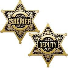 1 PCS Sheriff Badge and 1 PCS Deputy Sheriff Badge, Metal Star Police Badges picture