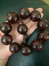25mm Rare Hainan Huanghuali Wood Bracelet 10-Bead Statement Mala Dalbergia gift picture