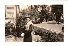 Vintage Photo Fashion Granny Fur Stole Tree Lined Street New Jersey Suburb USA picture