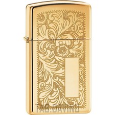 ZIPPO LIGHTER VENETIAN SLIM 1652B BRASS TWO SIDES ZIPPO ORIGINAL USA picture