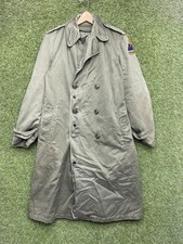 Vintage WWII Army Heavy Trench Coat Mens Medium Wool Liner Ironsides Patch picture