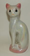 Vintage Pearlescent Flirty Eyelash White & Pink Siamese Cat Ceramic Figurine picture