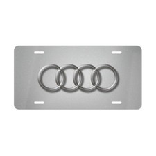 Audi Logo Vanity License Plate Car Tag – Aluminum Metal (Steel Style) picture