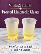 Vintage Italian Frosted Limoncello Shot Glasses Set of 2 1.5oz 3in Tall picture
