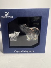 Swarovski Crystal Polar Bear Mother Cub Magnet Set 2 Pc Boxed Made in Austria picture