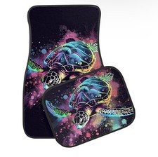 Turtle Black Car Floor Mats Auto Fabric Floor Carpet 4 Pc Set Universal Car Mats picture