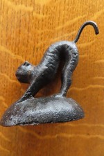 XXX RARE  ANTIQUE SM. CAST IRON HALLOWEEN CAT PAPERWEIGHT (maybe by HUBLEY) picture