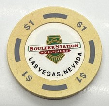 Boulder Station Hotel Casino $1 Chip - Las Vegas Nevada Cream 1994 picture